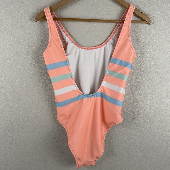 Chubbies Womens Size Small Orange Striped One Piece Swimsuit - Picture 3 of 4